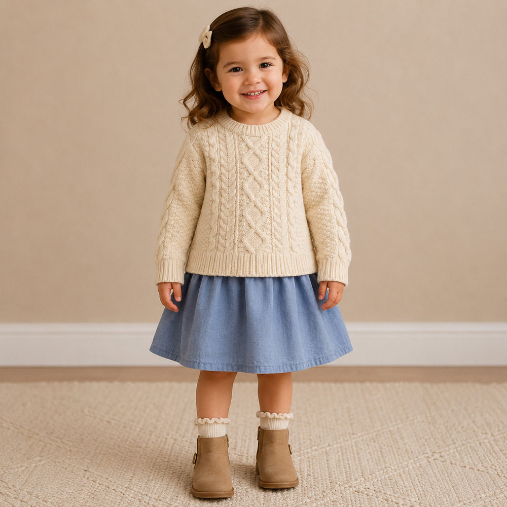 Toddler Girl Baby Gap Sweater Dress Chambray Skirt | Size 5T